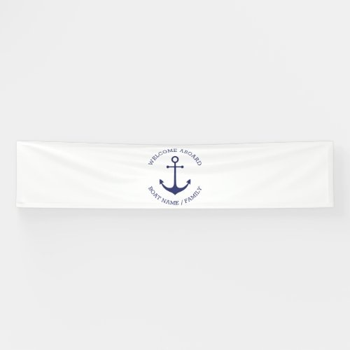 Custom Boat name Welcome Aboard nautical anchor Banner
