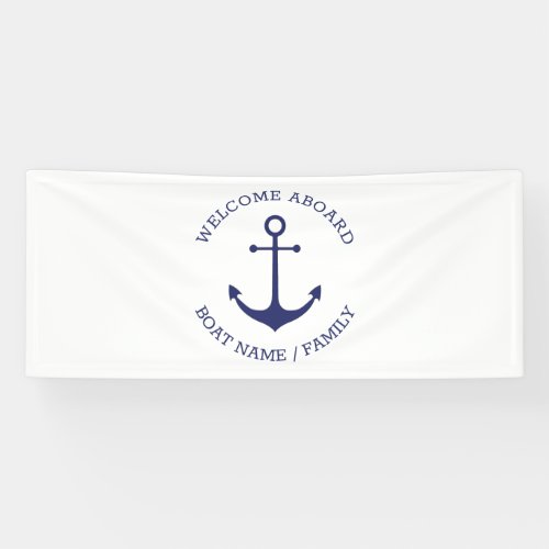 Custom Boat name Welcome Aboard nautical anchor Banner