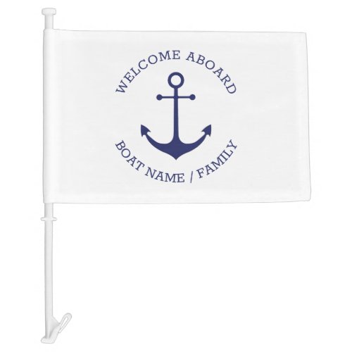 Custom Boat name Welcome Aboard nautical anchor Car Flag
