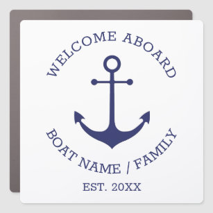 Custom Boat name Welcome Aboard nautical anchor Car Magnet