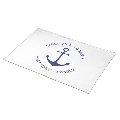 Custom Boat name Welcome Aboard nautical anchor Cloth Placemat