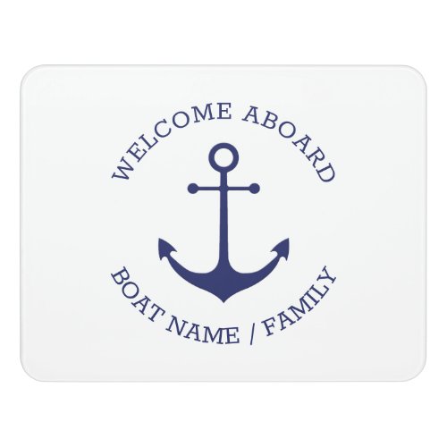 Custom Boat name Welcome Aboard nautical anchor Door Sign