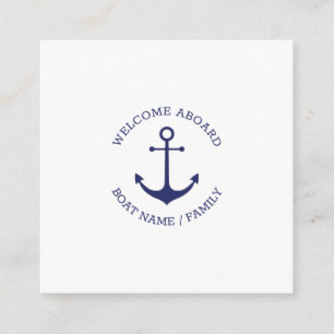 Custom Boat name Welcome Aboard nautical anchor Enclosure Card