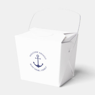 Custom Boat name Welcome Aboard nautical anchor Favor Boxes
