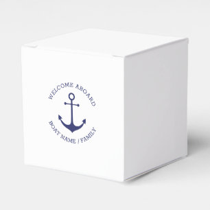 Custom Boat name Welcome Aboard nautical anchor Favor Boxes