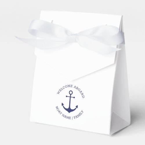 Custom Boat name Welcome Aboard nautical anchor Favor Boxes