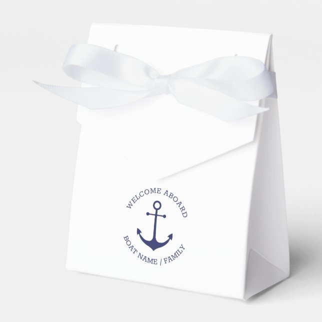 Custom Boat name Welcome Aboard nautical anchor Favor Boxes (Front Side)