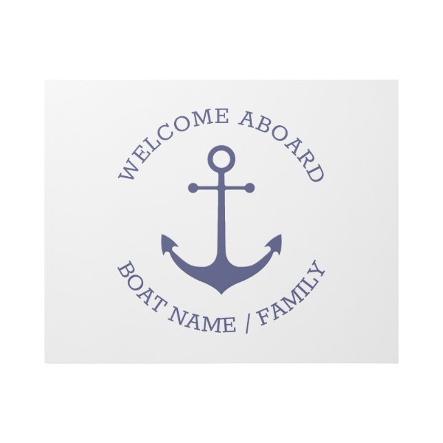 Custom Boat name Welcome Aboard nautical anchor Gallery Wrap (Front)