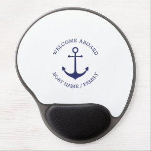Custom Boat name Welcome Aboard nautical anchor Gel Mouse Pad