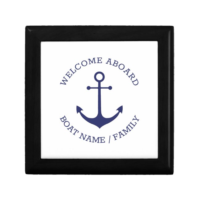 Custom Boat name Welcome Aboard nautical anchor Gift Box (Front)