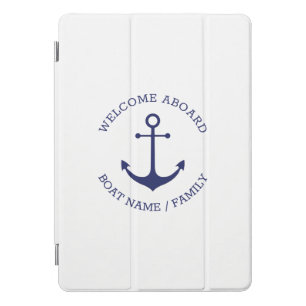 Custom Boat name Welcome Aboard nautical anchor iPad Pro Cover