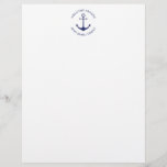 Custom Boat name Welcome Aboard nautical anchor Letterhead<br><div class="desc">Custom Boat name or Family name,  Welcome Aboard,  nautical navy blue anchor and text and white Letterhead 
Customize text nautical sailing text,  captain name,  boat name,  family name,  entrance sign,  etc
great for sailors,  boaters,  sailing and boating 
Happy sailing!
Check the rest of the collection for matching coordinating items.</div>