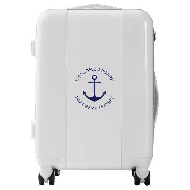 Custom Boat name Welcome Aboard nautical anchor Luggage (Front)