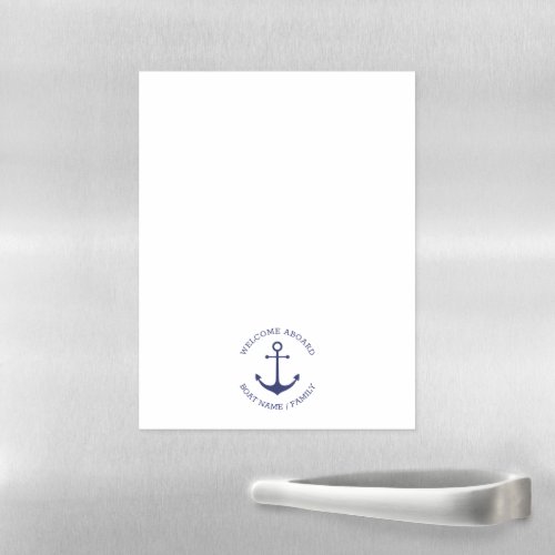 Custom Boat name Welcome Aboard nautical anchor Magnetic Dry Erase Sheet