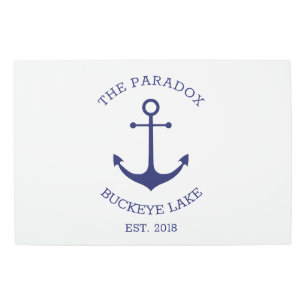Custom Boat name Welcome Aboard nautical anchor Metal Print