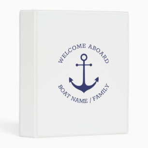 Custom Boat name Welcome Aboard nautical anchor Mini Binder