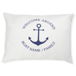 Custom Boat name Welcome Aboard nautical anchor Pet Bed