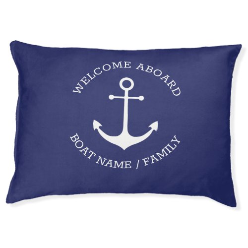 Custom Boat name Welcome Aboard nautical anchor Pet Bed