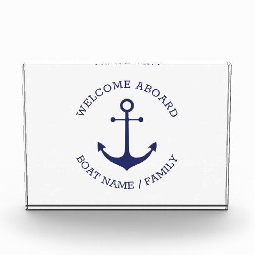 Custom Boat name Welcome Aboard nautical anchor Photo Block