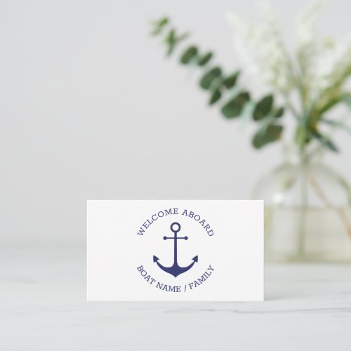 Custom Boat name Welcome Aboard nautical anchor Place Card