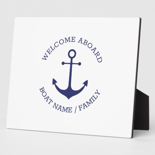Custom Boat name Welcome Aboard nautical anchor Plaque