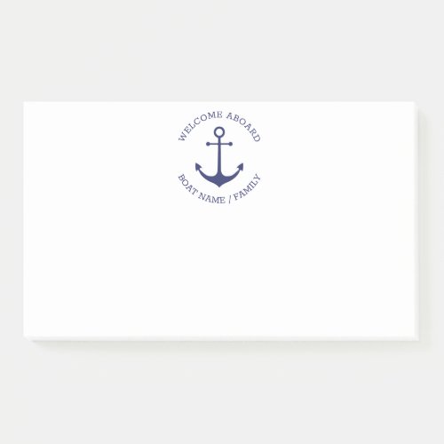 Custom Boat name Welcome Aboard nautical anchor Post_it Notes