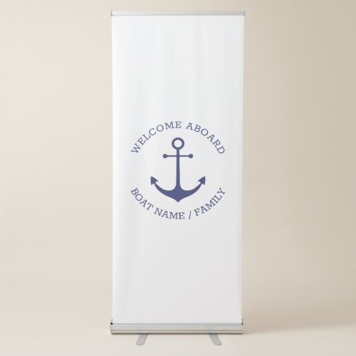 Custom Boat name Welcome Aboard nautical anchor Retractable Banner