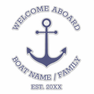 Custom Boat name Welcome Aboard nautical anchor Sticker