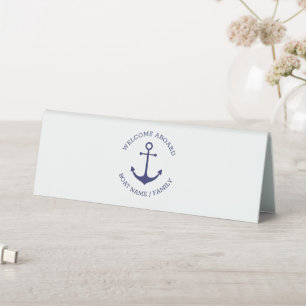 Custom Boat name Welcome Aboard nautical anchor Table Tent