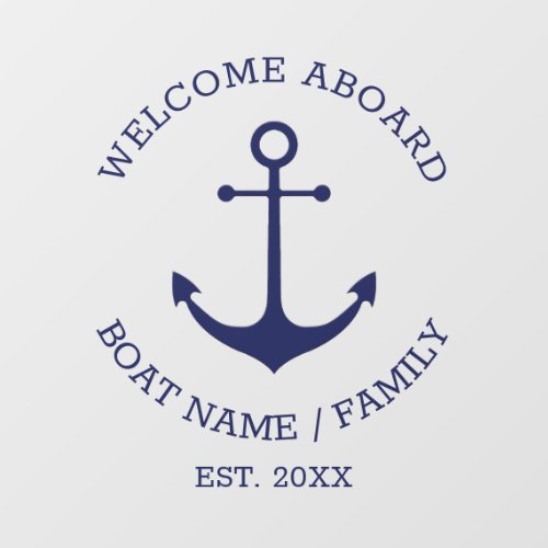 Custom Boat name Welcome Aboard nautical anchor Wall Decal