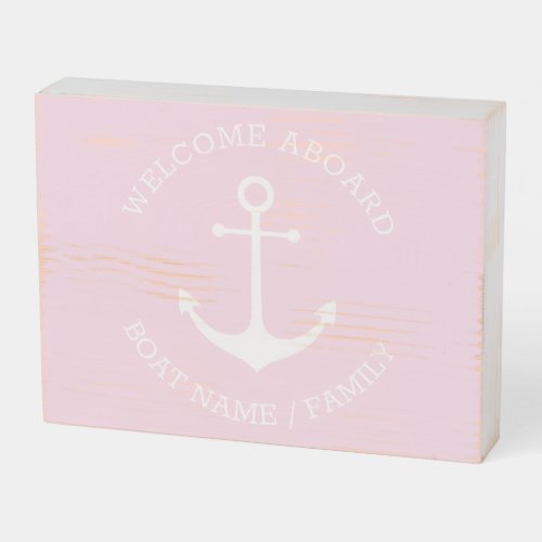 Custom Boat name Welcome Aboard nautical anchor Wooden Box Sign