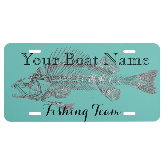 Custom Boat Name with Fish Bones License Plate (Front)