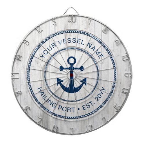 Custom Boat Name Year Nautical Anchor Rustic Dart Board