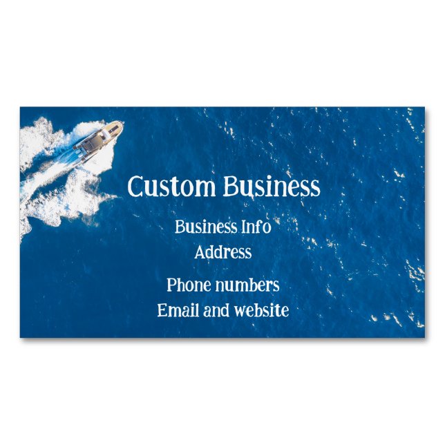 Custom Boat Ocean Sea Lake Water Business Card Magnet (Front)