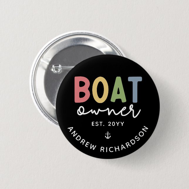 Custom Boat Owner established New Boat Owner Gift Button (Front & Back)