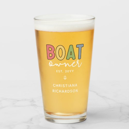 Custom Boat Owner established New Boat Owner Gift Glass