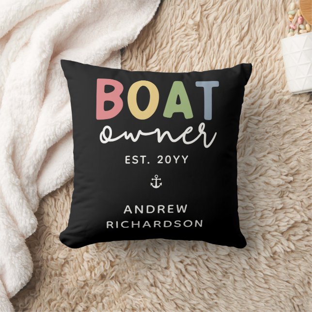 Custom Boat Owner established New Boat Owner Gift Throw Pillow (Blanket)