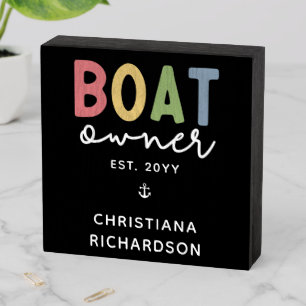 Custom Boat Owner established New Boat Owner Gift Wooden Box Sign