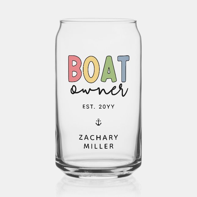 Custom Boat Owner established New Boat Owner Gifts Can Glass (Front)