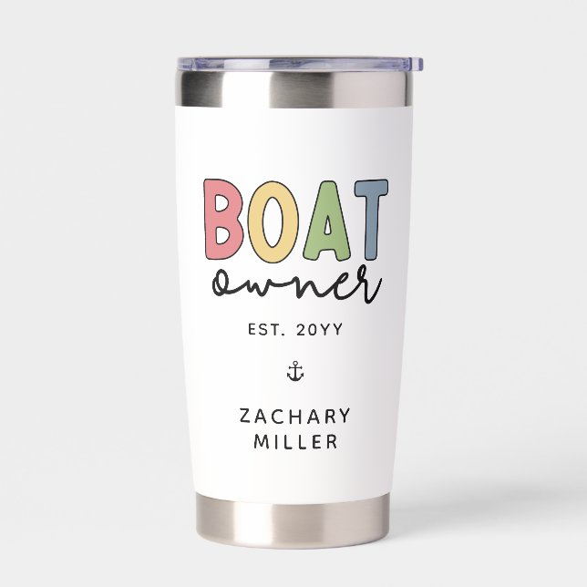 Custom Boat Owner established New Boat Owner Gifts Insulated Tumbler (Left)