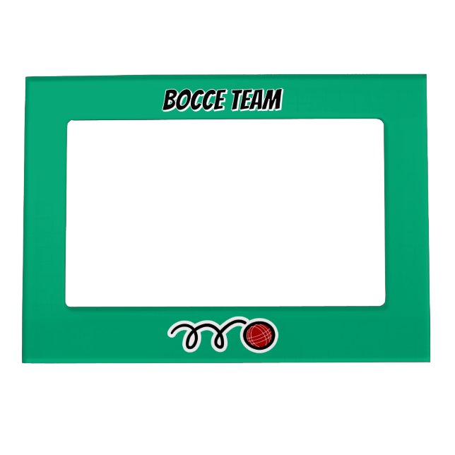 Custom bocce ball team picture frame magnet (Front)