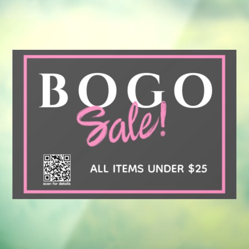 Custom BOGO Retail Sale QR Code Window Cling