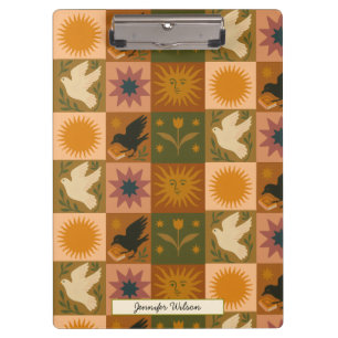 Custom Bohemian Celestial Patchwork Mystical Clipboard