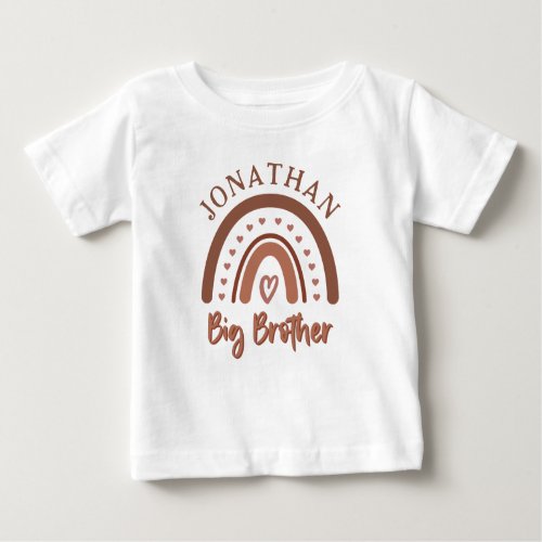 Custom Boho Big Brother Rainbow Matching Siblings Baby T_Shirt