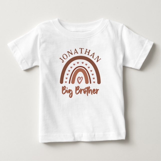 Custom Boho Big Brother Rainbow Matching Siblings Baby T-Shirt (Front)
