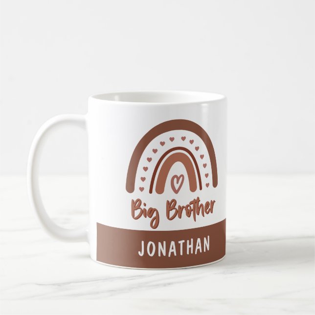 Custom Boho Big Brother Rainbow Matching Siblings Coffee Mug (Left)