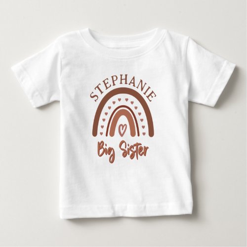 Custom Boho Big Sister Rainbow Matching Siblings Baby T_Shirt