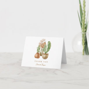 Custom Boho Cactus Bridal Shower Green Folded Letterpress Thank You Card