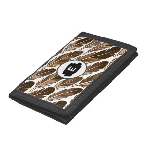 Custom Boho Feather Monogram Trifold Wallet