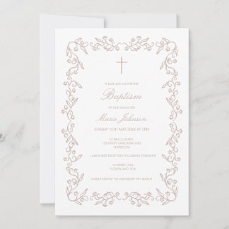 Custom Boho floral girl Baptism Invitation